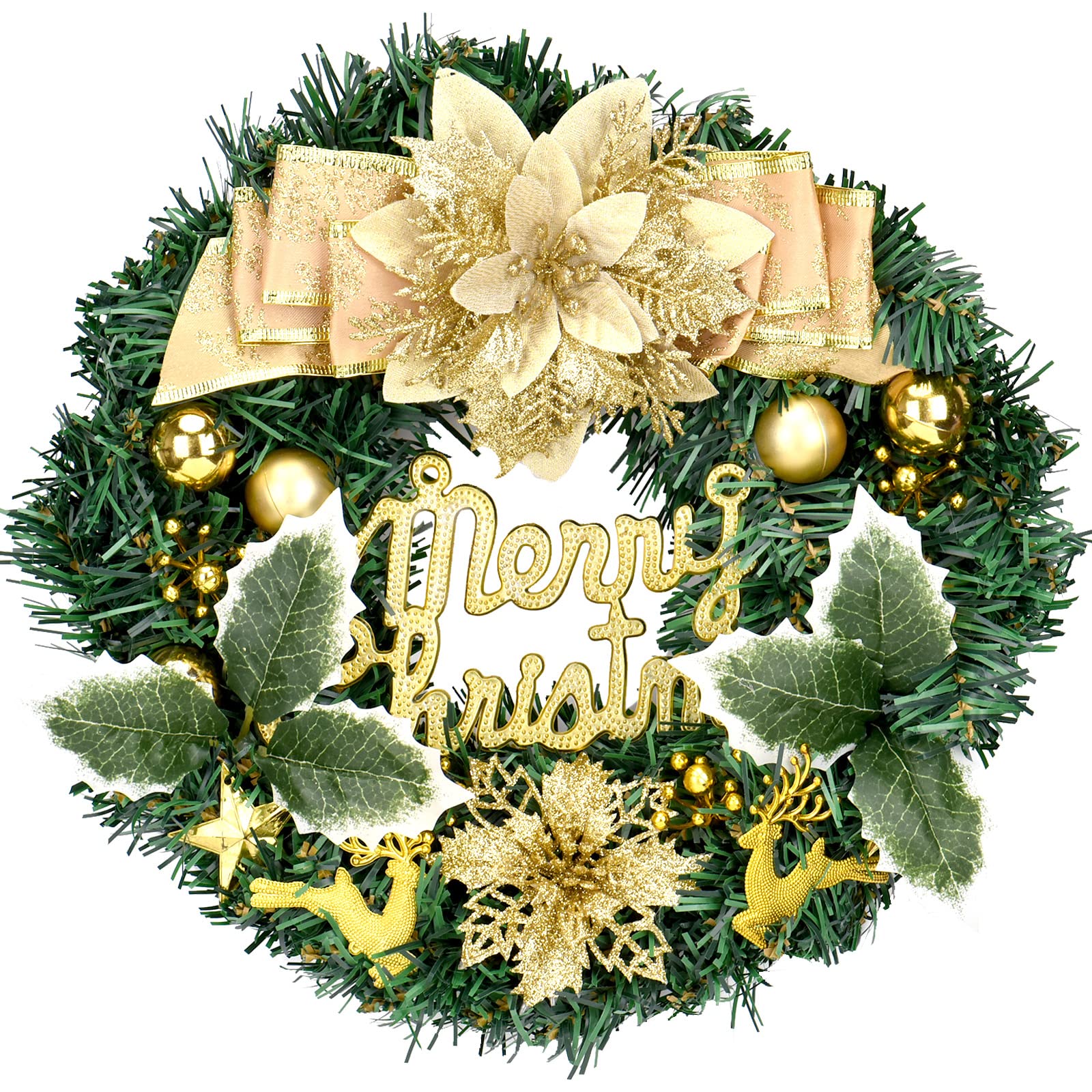 DUOJIN [Nuevo] Corona de Navidad Ø 30cm Corona Flore artificiale de Puerta de Entrada, Guirnalda decoración de Interior/Exterior, decoración de Pared,Chimenea,Ventana para Fiesta de Navidad,Año Nuevo