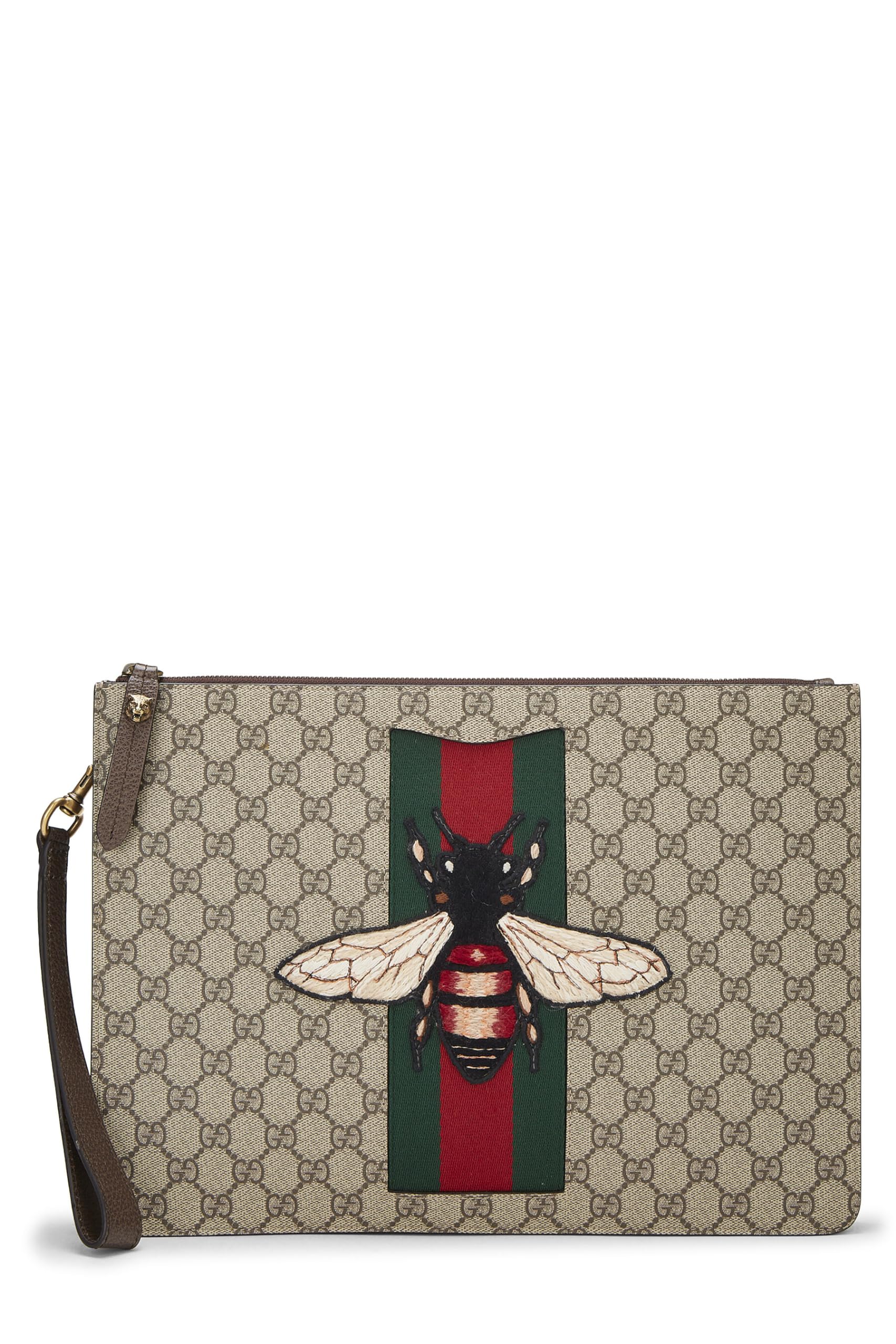 GucciPre-Loved Original GG Supreme Canvas Bee Clutch, Brown