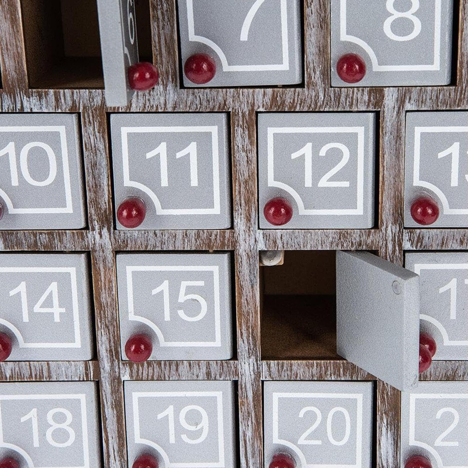 Adventskalender 'Weihnachten aus Holz - Dekohaus mit Countdown Schubladen | befüllbarer Kalender für Kinder und Erwachsene | Tischdekoration für Wohnzimmer | Ing