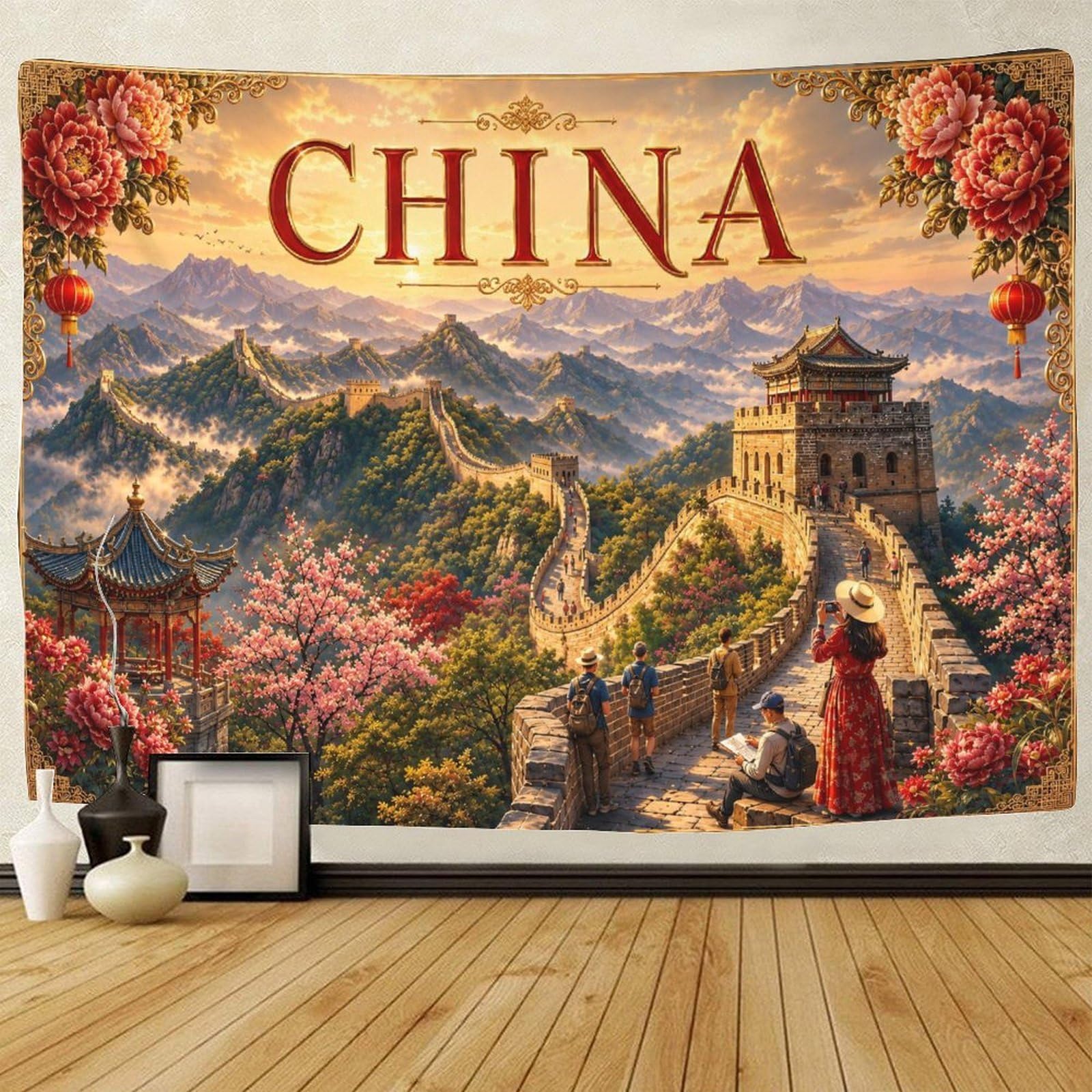 ASDFGHJKLZA Great Wall of China Theme Wall Tapestry Wall Art Decor 3D Print Tapestries Poster Home Decoration Bedroom College Dorm 130cmx150cm