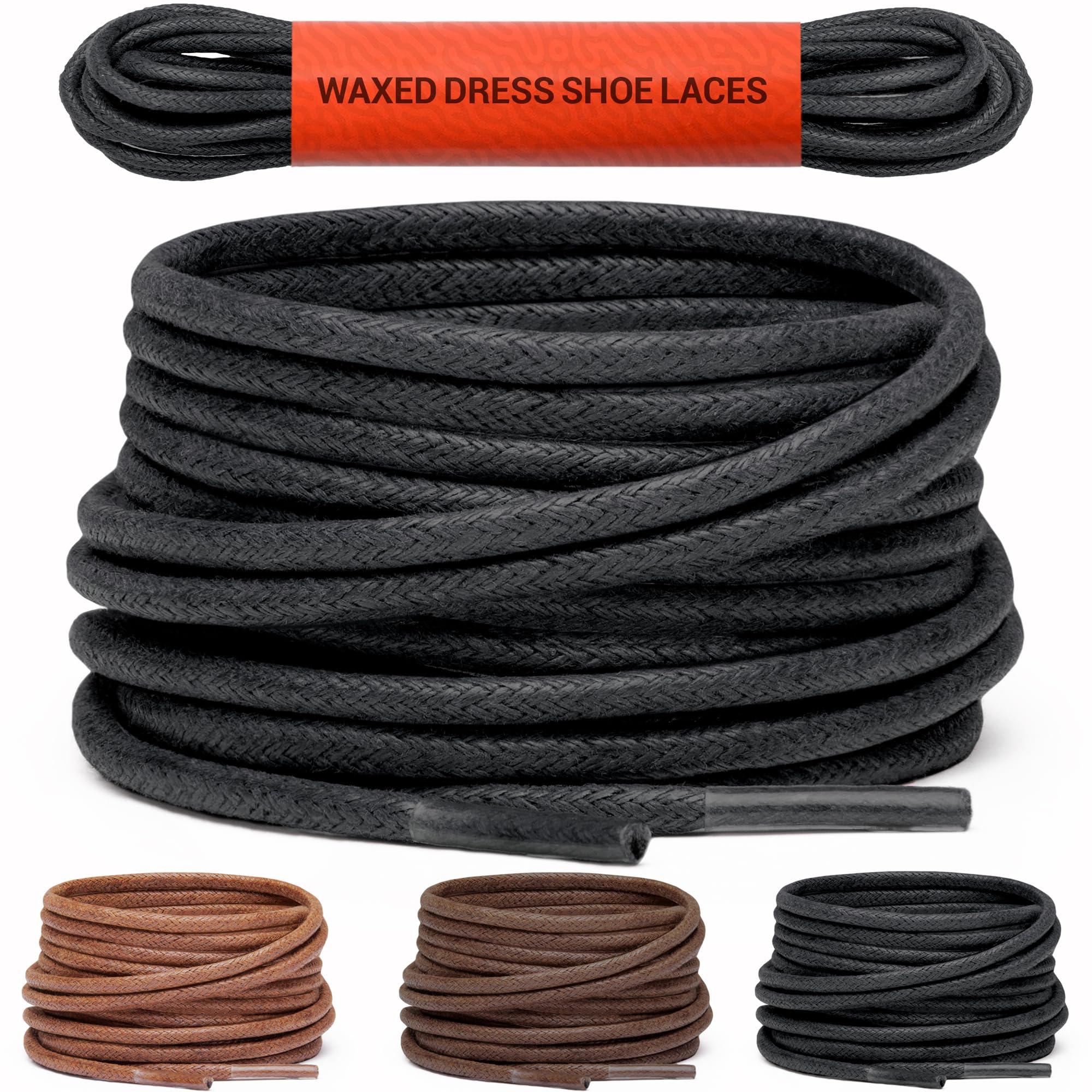 Miscly Waxed Shoe Laces for Dress Shoes - Round Oxford Shoelaces for Men - Multiple Lengths and Colors Available