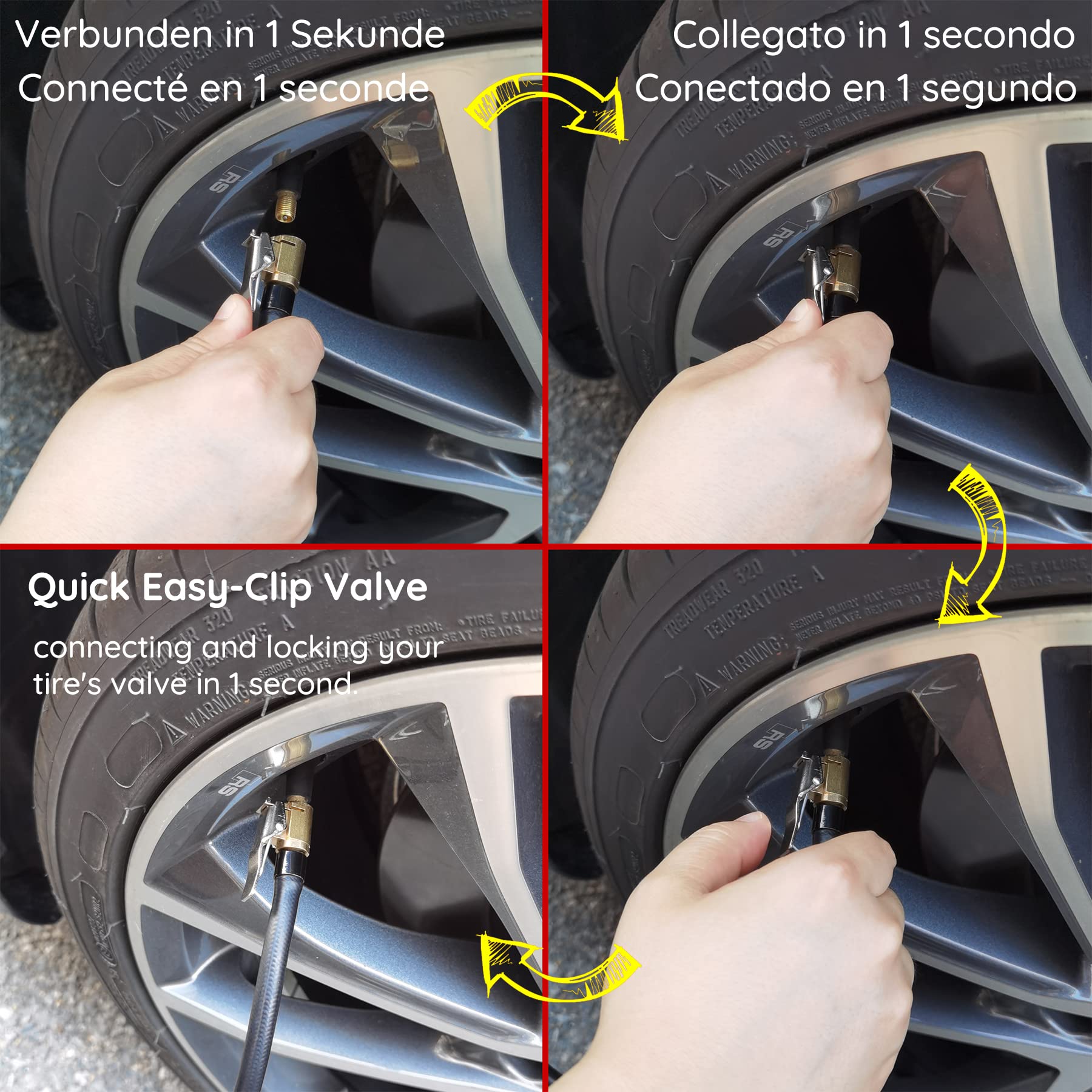 sciuU 50cm Tubo Prolunga di Gomma Flessibile della Pompa di Gonfiaggio, Compatibile con Xiaomi Compressore Digitale Portatile, Tubo di Estensione per Pneumatici Auto Bicicletta Motociclo Pneumatici
