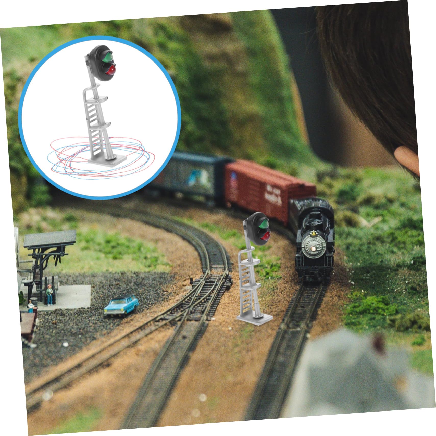 4 Stück Miniatur Signalleuchte Modell für Modelleisenbahn Sandtisch Detailgetreu Kompakt Dekoratives Verkehrszeichen für Puppenhaus und Landschaftsbau