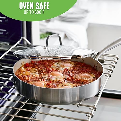 Miniatura 8 de GreenLife Juego de sartén de cerámica saludable de tres capas de acero inoxidable, antiadherente, de 8 y 11 pulgadas, sin PFAS, revestimiento