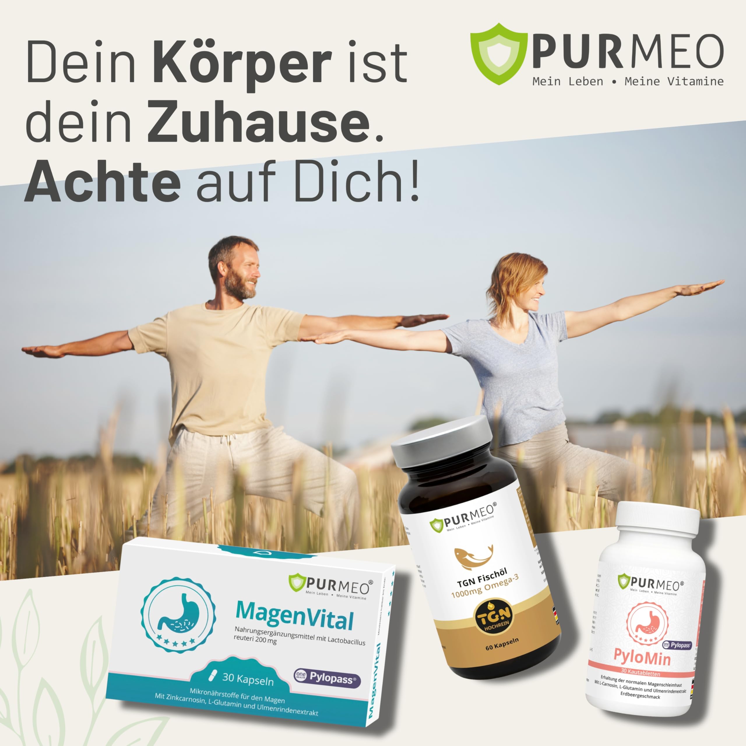 PURMEO® MagenVital – L'original – 200 mg de pylopass®, 30 gélules – estomac, intestin, lactobacillus reuteri, équivalent à 20 milliards d'UFC par dose quotidienne, hautement dosé, végétalien, sans