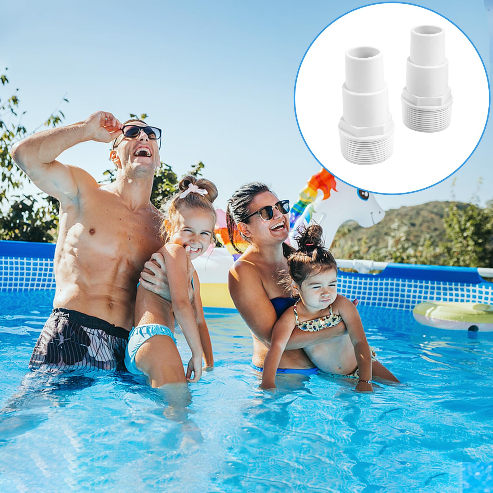 2 adattatori per tubi flessibili per aspirapolvere con filtro piscina