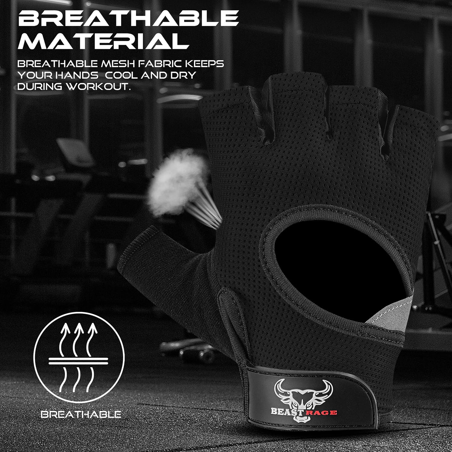 BEAST RAGE Gants d'haltérophilie pour Hommes et Femmes,Gants de Gymnastique pour Crossfit,Respirants,antidérapants,Paume rembourrée en Silicone,Gants d'entraînement pour l'haltérophilie