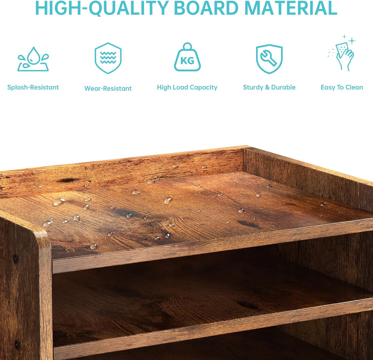 Wood Desk File Organizer with Side File Rack, Space-Efficient Design Easy to Assemble for Efficient Office Setup, Reduces Desk Clutter (Brown)