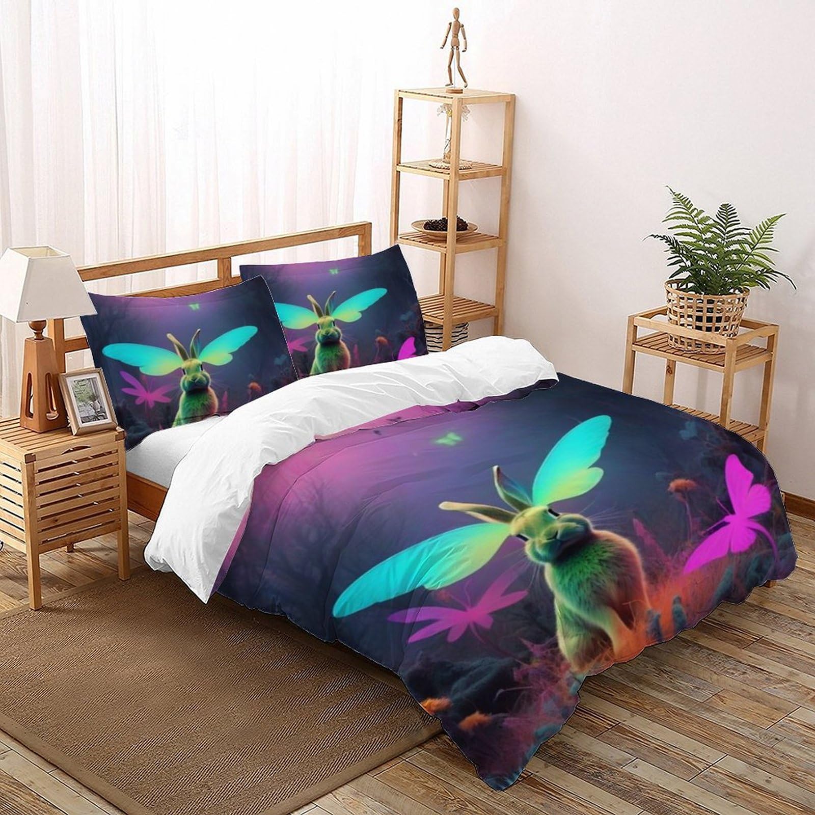 Parure lapin 200x200 cm avec fermeture éclair pour un lit double d'enfant