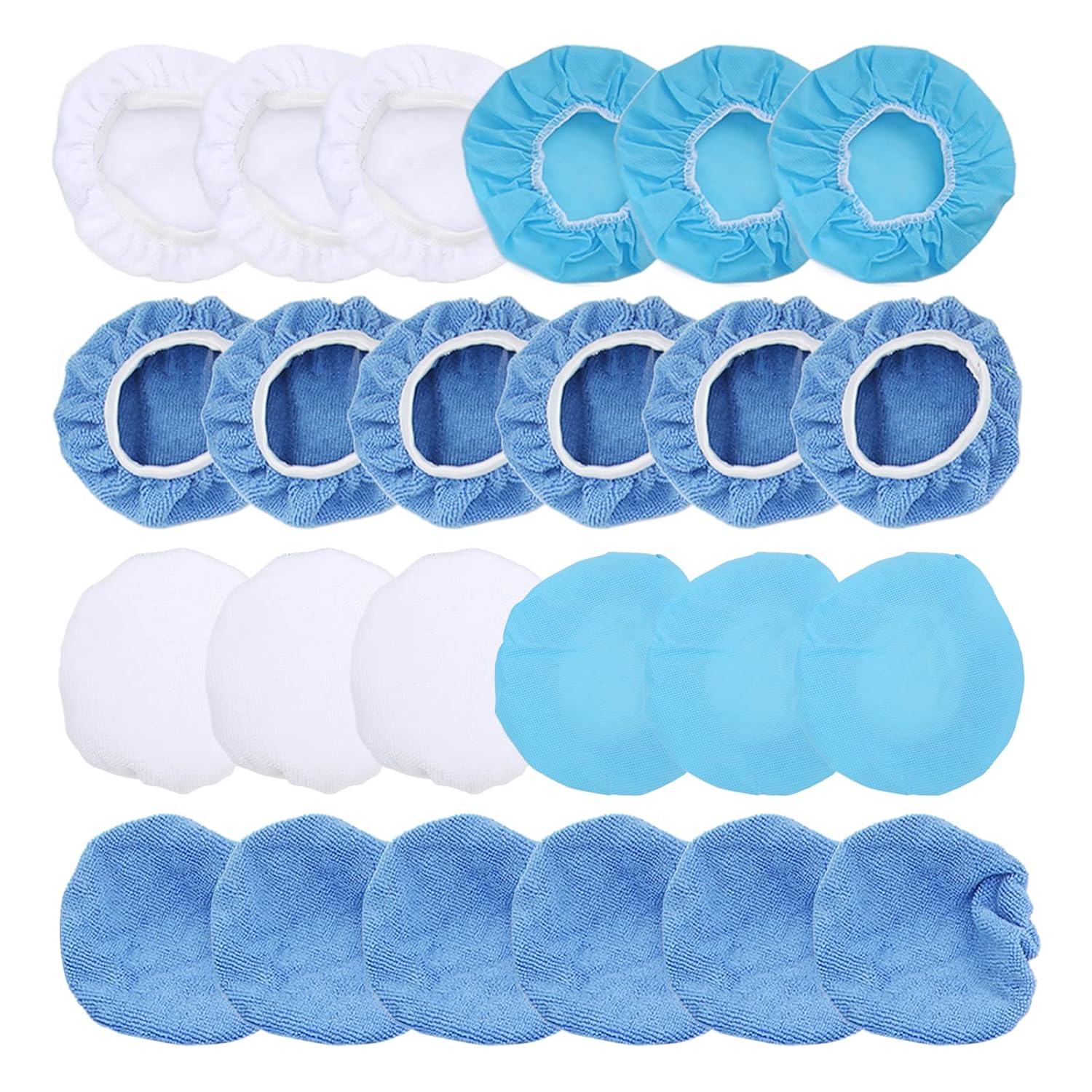 24 Pack Microfiber Polishing Bonnet Set, 6in/150mm Nonwoven Cotton Buffing Pads,Fit for Car Motorcycle Ship