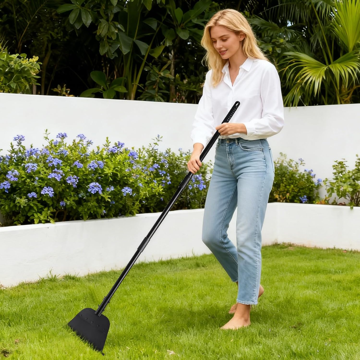 Flat Shovel, Ice Scraper & Ice Chopper, 54 Inch Garden Cleaning Scraper with Adjustable Handle, Heavy Duty Snow Shovel Tool for Driveway Sidewalk Road Outdoor Cleaning