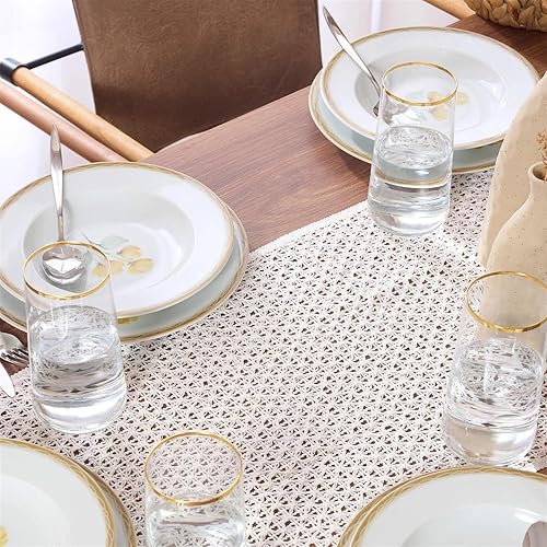 Miniatura 4 de Camino de mesa crema hecho a mano color crema camino de mesa de comedor de 14 x 57 pulgadas camino de mesa de algodón rústico estilo granja camino