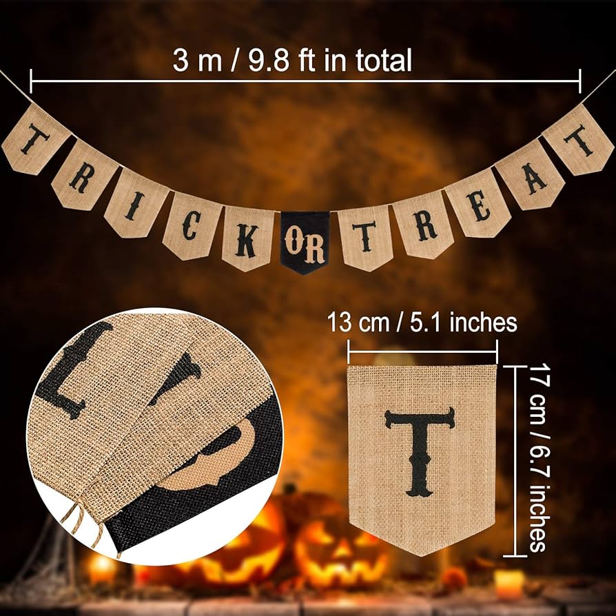 Decoración De Chimenea De Arpillera – Cartel De Truco O Trato, Decoraciones Multicolor De Halloween Para Chimenea, Pared, Porche Y Fiesta