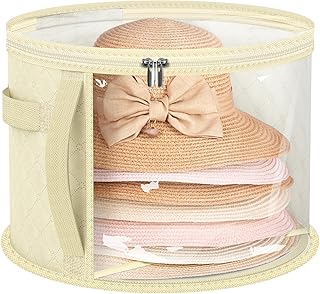 AOODA Oversized Clear Hat Storage Bag for Women, Holds up to 7 Caps Cowboy Hat Organizer for Closet, Wide Brims Hat Case with Carrying Handles (Yellow)