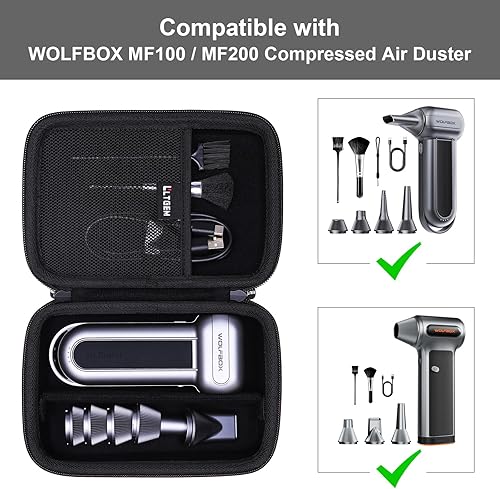 Miniatura 2 de LTGEM - Funda de aire compatible con WOLFBOX MF100  MF200 plumero de aire eléctrico y plumeros de aire comprimido, color negro (solo funda)