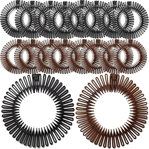 20 diademas elásticas circulares de plástico flexible para los dientes, diadema de dientes circulares de plástico para mujeres y niñas, accesorios