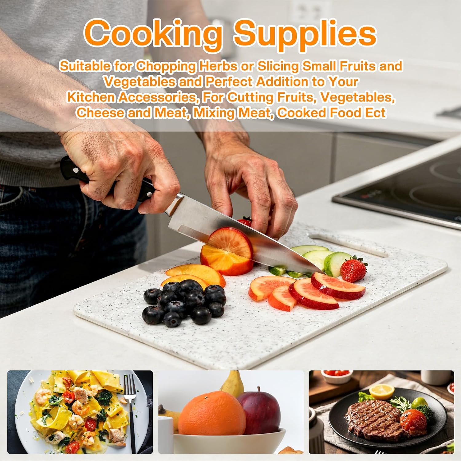 10 Pcs Small Plastic Cutting Boards for Kitchen, Mini Cutting Boards for Kitchen Set, Dishwasher Safe Granite Color White Square Prep Board for Fruits Vegetables Meat (6" x 10")