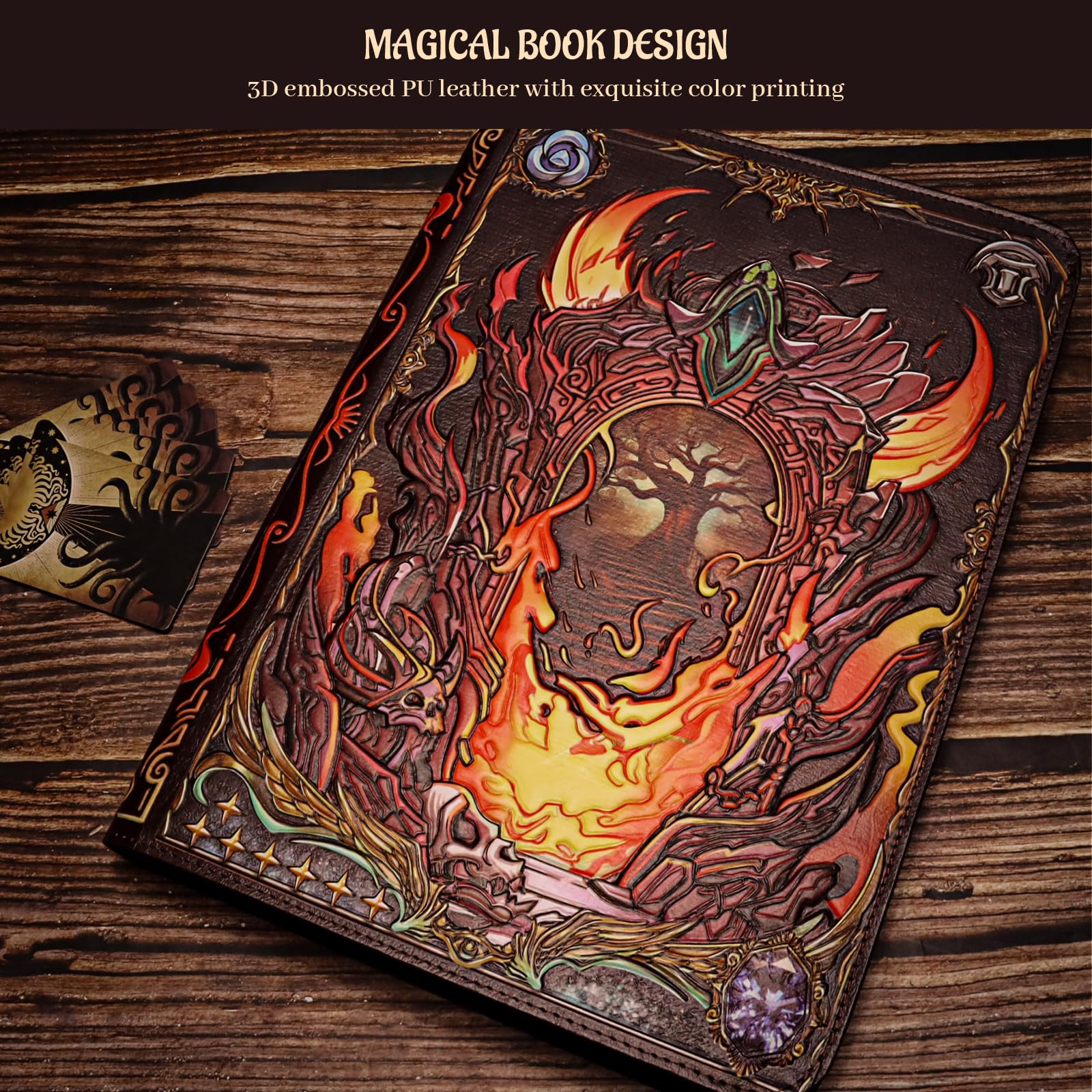 Portal Magic Book - Raccoglitore per carte collezionabili, in pelle PU goffrata 3D, con cerniera, 9 tasche e cartella a caricamento laterale, contiene 360 carte, custodia per MTG, TCG, Sport e carte