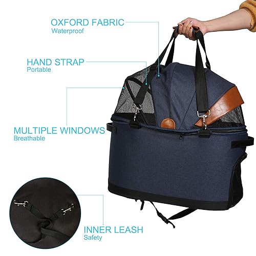 Miniatura 4 de Cochecito para mascotas 2 en 1, cochecito desmontable para perros, carrito portátil para mascotas con 4 ruedas, portavasos para perros y gatos