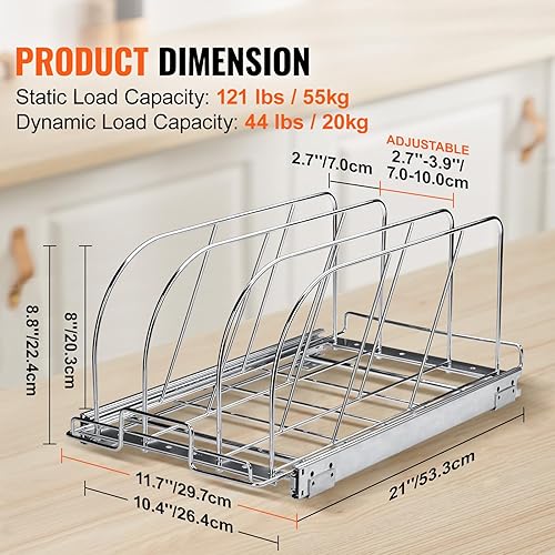 Miniatura 3 de VEVOR Estante para sartenes y ollas, organizador extensible para debajo del gabinete, bandeja para hornear bandejas para hornear, separadores de