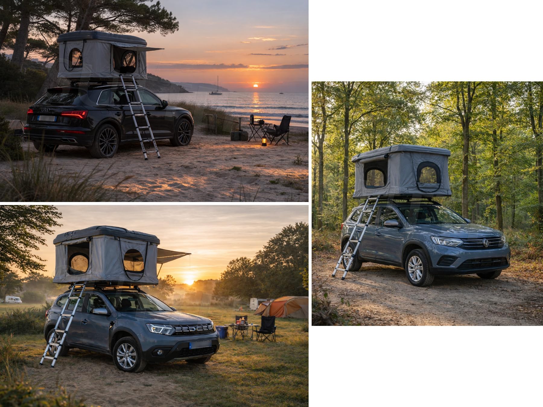 Hardtop Dachzelt (Hartschalen Universal-Dach-Zelt), wasserdichter lichtdichter Stoff 600D 230g/qm, Autodachzelt - Solange Vorrat reicht