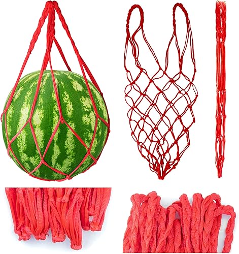 Miniatura 2 de Paquete de 10 hamacas de melón con redes de sandía, hamaca de melón para enrejado, redes de sandía resistentes, perfectas para cultivar melón (rojo,