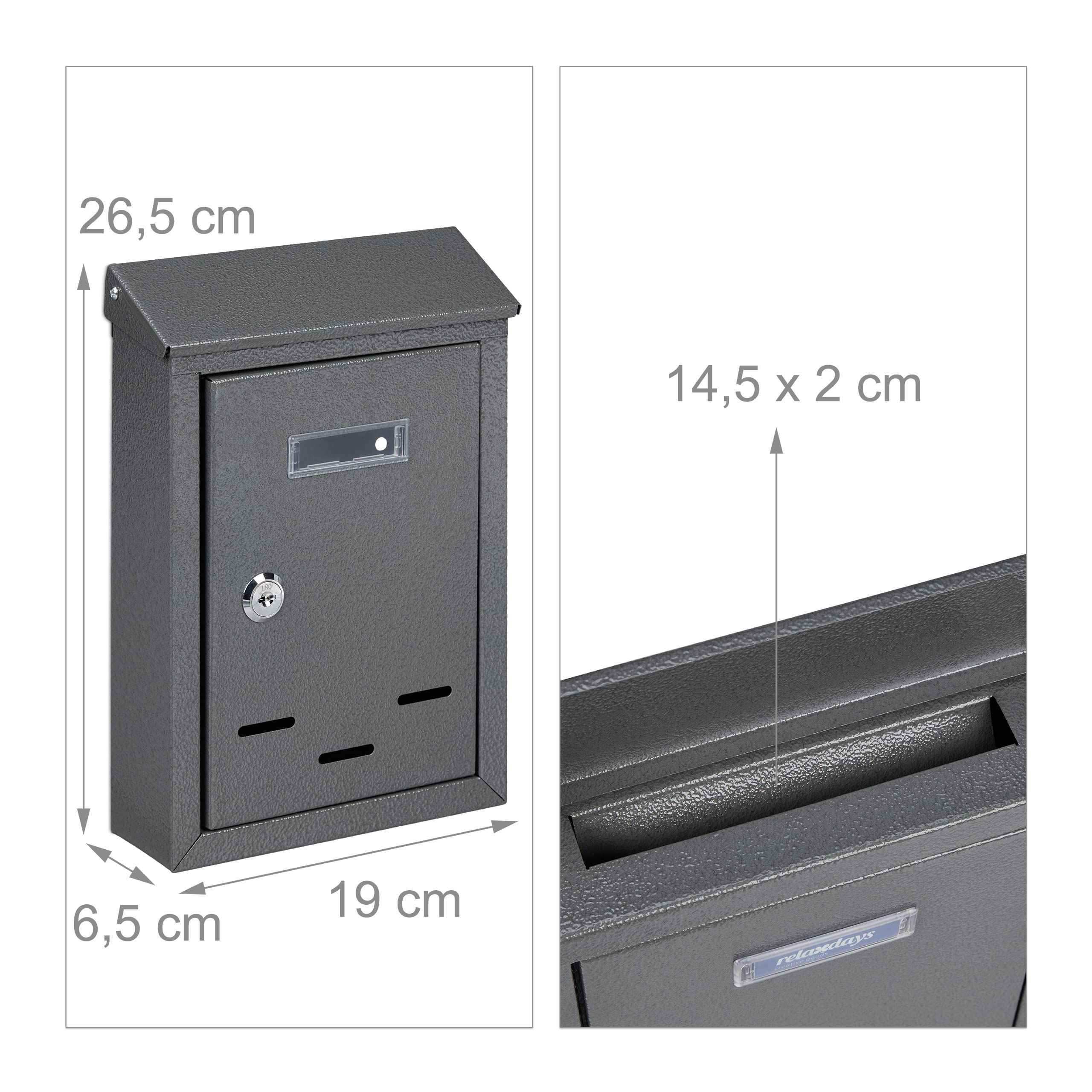 Cassetta Della Posta Relaxdays Blu Con Serratura - Compatta 26,5x19x6,5 Cm Con Targhetta E 2 Chiavi - Foto 5