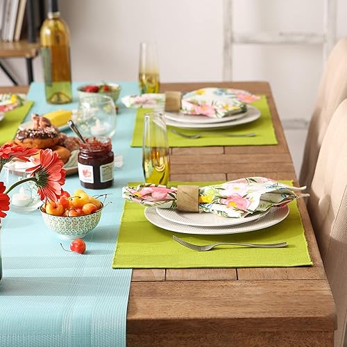 Miniatura 5 de DII Basic Everyday Juego de manteles individuales acanalados 100% algodón, 13 x 19, aguacate, 6 piezas