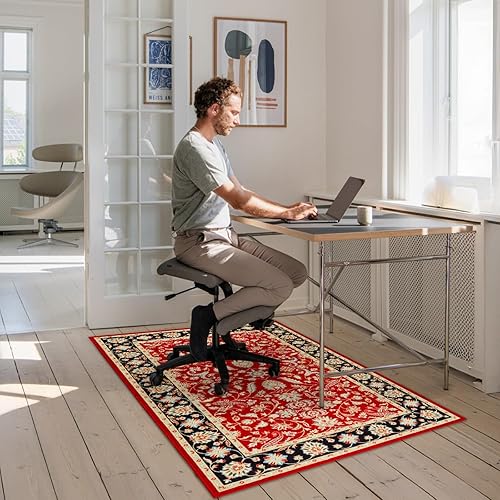 Miniatura 7 de Tapete para silla de oficina, 36 x 48 pulgadas, tapete para silla de flores rojas, antideslizante debajo del escritorio, alfombra para suelo de