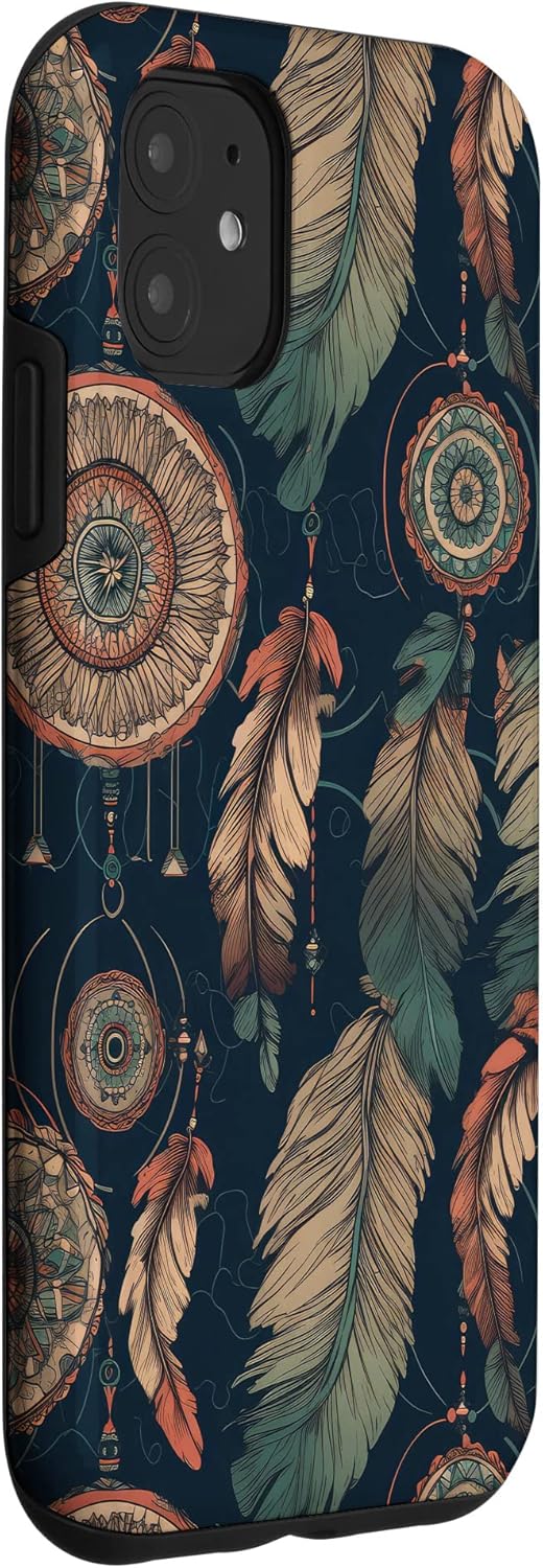 Native American Feathers Aesthetic Dreamcatcher Case for iPhone 11