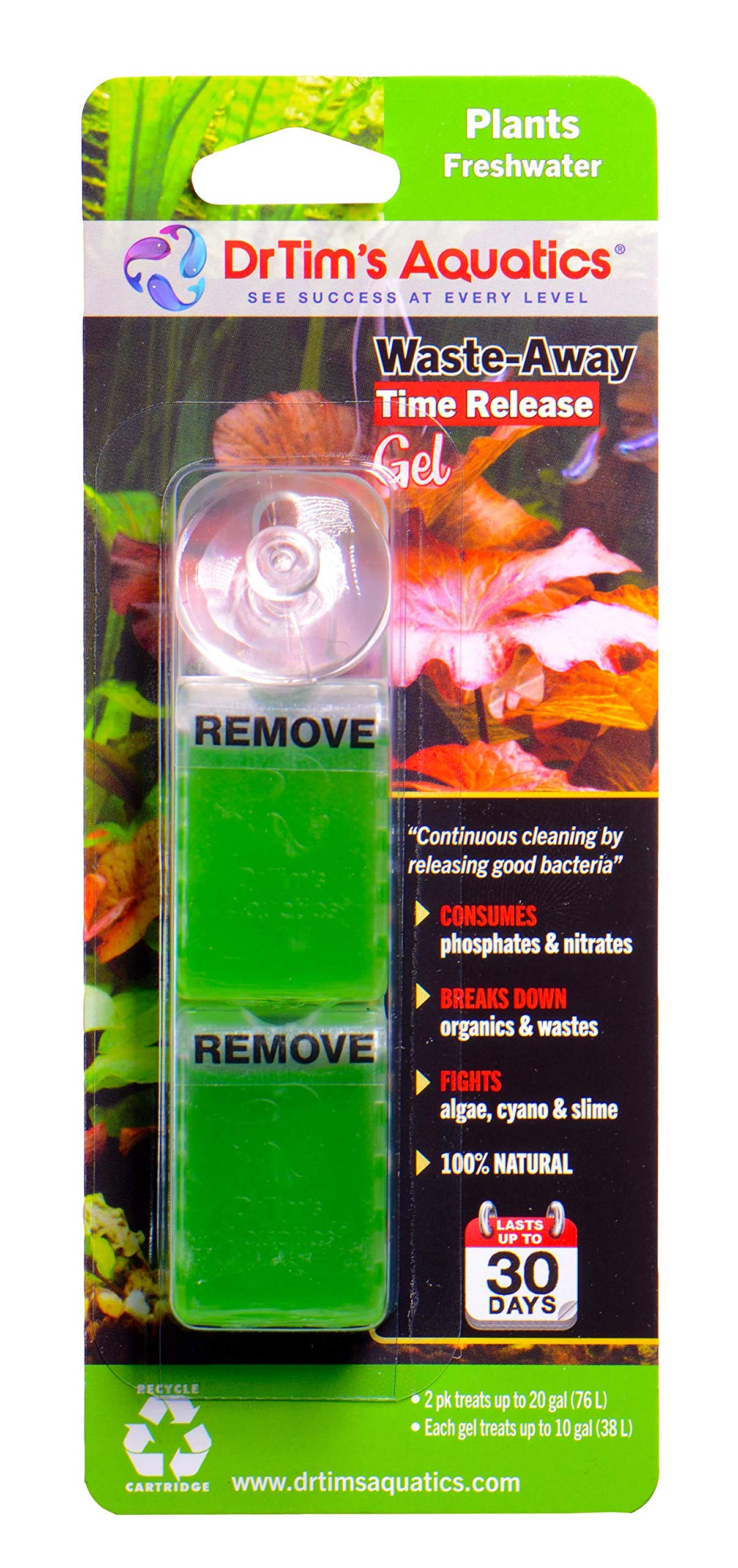 DrTim’s Aquatics Waste-Away Gel Fish Tank Cleaner for Freshwater Aquariums – Unclogs, Cleans, Removes Hidden Fish Food Waste – for Plant Tanks – Small, Double Pack