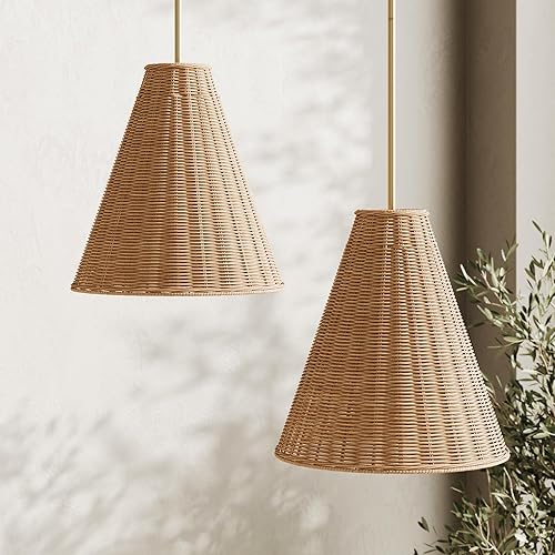 Vista 24 de Nathan James Percy - Moderna lámpara colgante de isla de 2 luces, luces colgantes con pantalla de metal y cable ajustable, para cocina, sala