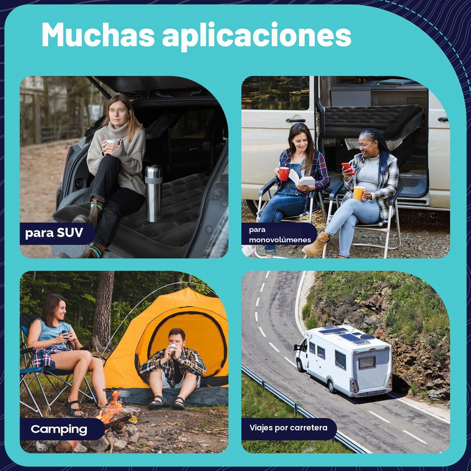 Colchón hinchable SUV con bomba de aire eléctrica y 2 cojines, 174x126cm, colchón de coche, cama de coche, universal, extraíble, para viajes, camping, actividades al aire libre