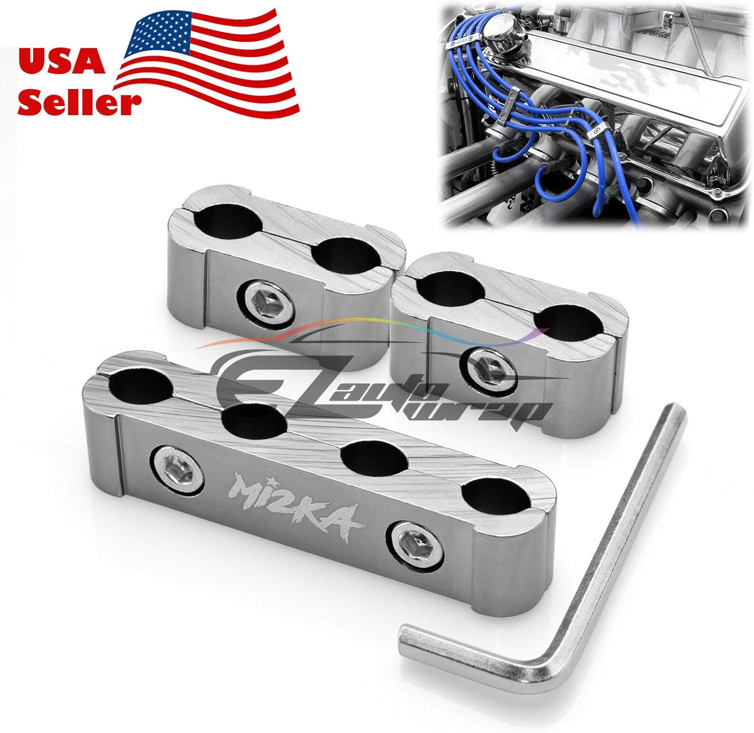 3Pcs Orange Aluminum Engine Spark Plug Wire Separator Divider Organizer