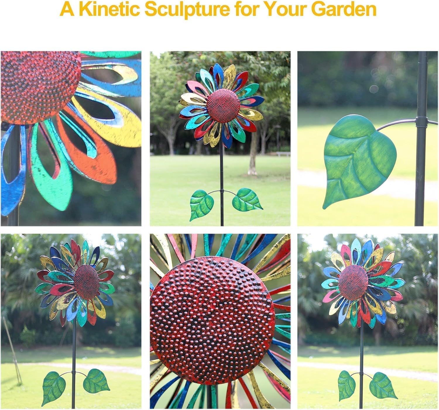 Exclusive Discount 50% Price LimeHill Wind Spinner for Yard and Garden - Large Metal Wind Sculptures & Spinners for Outdoor (84 inches) (Colourful)