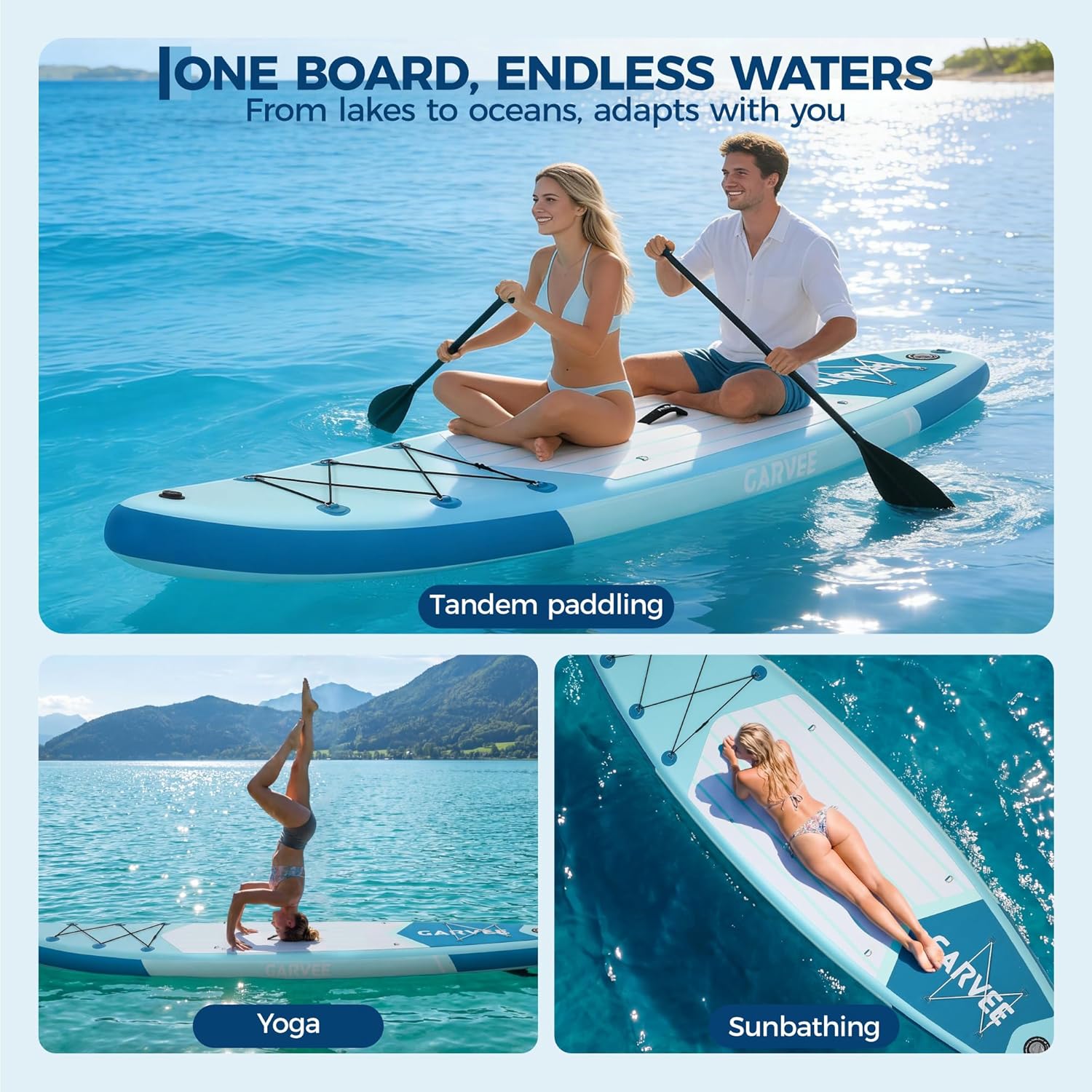 Inflatable Paddle Board,Inflatable Stand Up Paddle Boards with Premium SUP Accessories,450LB High Weight Capacity Wide for Beginners, Large Paddle with Camera Mount
