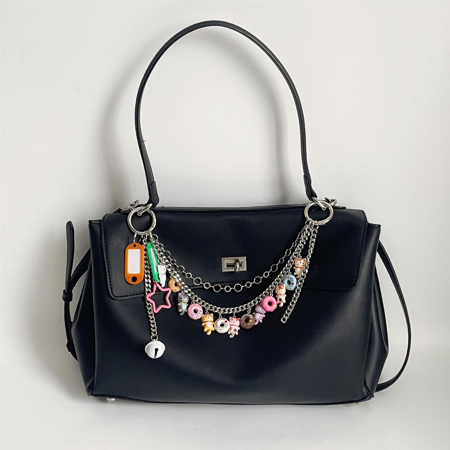 QTMY Cute Doughnut Cat Chain Bag Charms for Handbag Purse Backpack Accessories for Bogg Bag Keychain,673 - Image 7