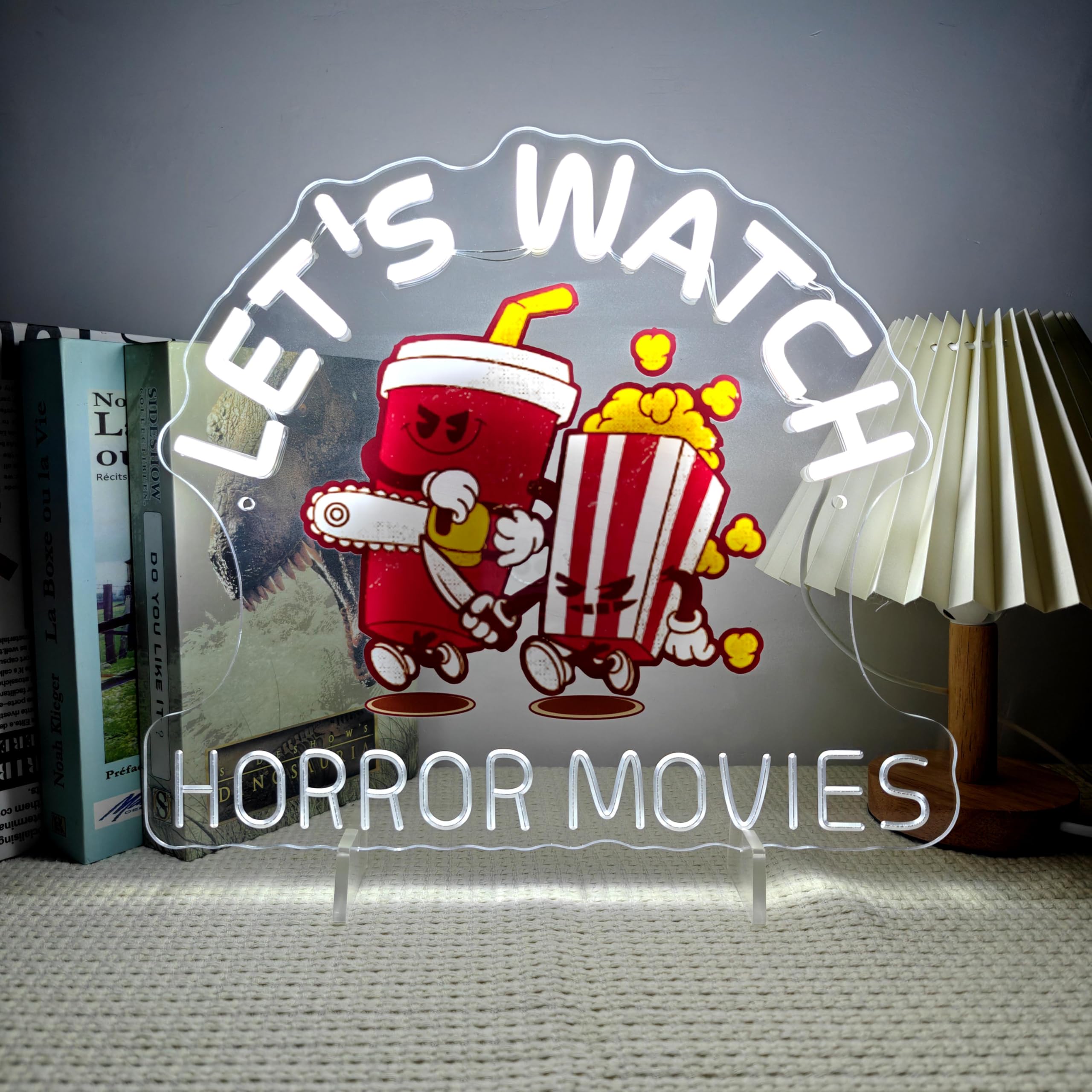 Lampe néon LED Let's Watch Horror Movies déco Halloween chambre et salon