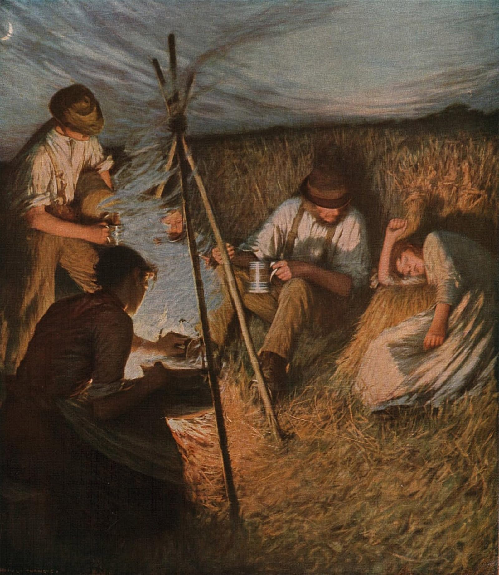POSTERIIk Vintage Print Pop Art Landscape Artwork the Harvesters Supper by Henry Herbert La Thangue Art Prints for Office Home Decor 60x90cm