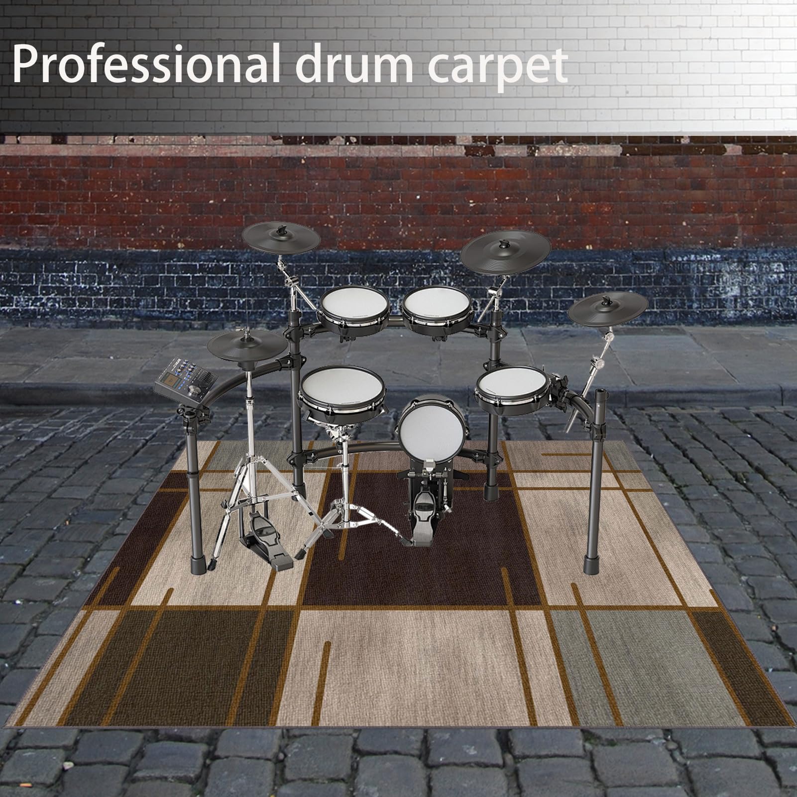 Tappeto Batteria Insonorizzato, Tappetino per Batteria Elettronica, Tappeti Antiscivolo 200 x 180 cm Tappetini Strumenti Musicali Drum Carpet per Rullante Grancassa Tamburo Jazz Batteria