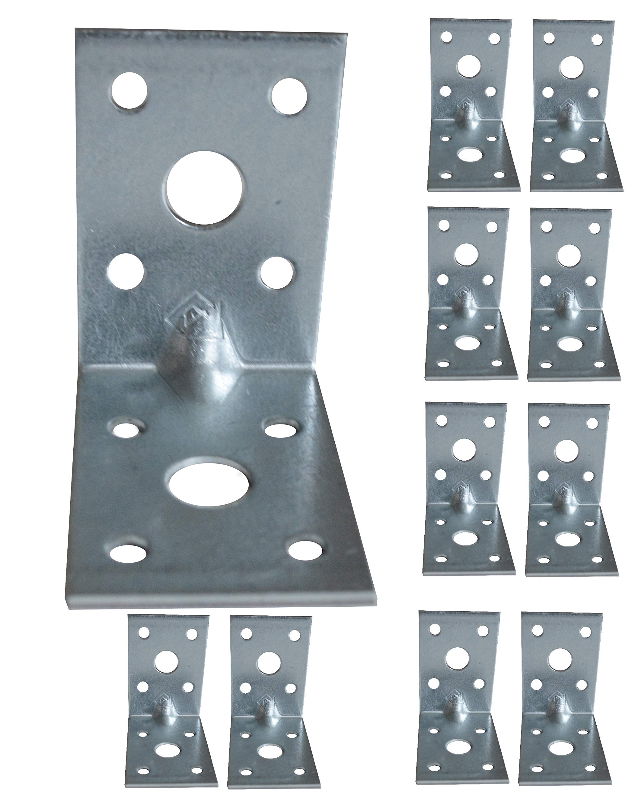 Paquete de 50 placas de soporte de esquina angular, chapa de acero galvanizado Z275 275 (g/m2) 20 (μm) 1.97 x 1.97 x 1.38 x 0.08 pulgadas (50 x 50 x 35 mm x 2 mm)