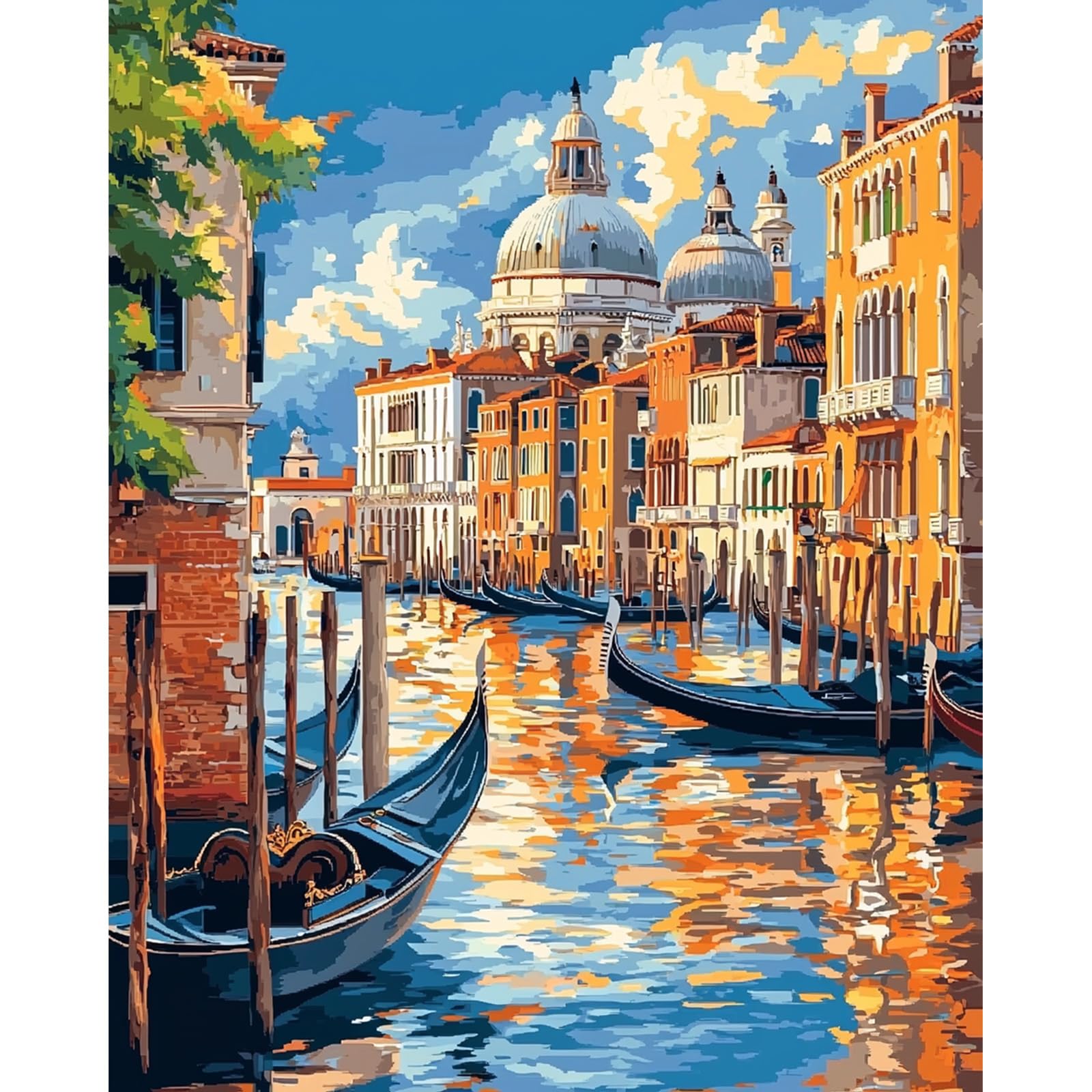 QENSPE Paint by Numbers for Adults - 16x20 Inch Venice Paint by Numbers Canvas Kits for Students Beginner Without Frame, River Acrylic Oil Painting DIY Craft for Gift Home Wall Decor