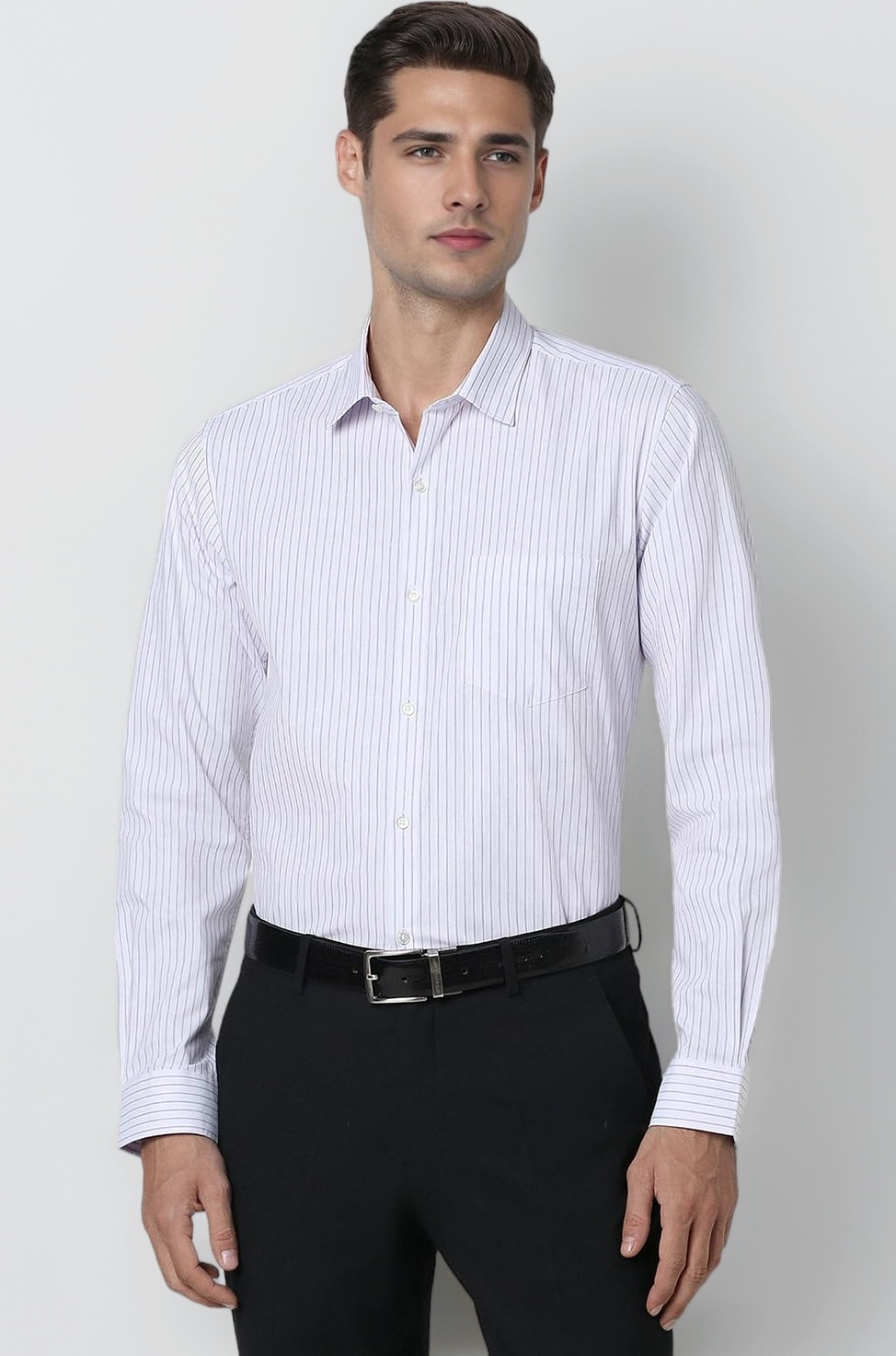 Men's Striped Slim Fit Full Sleeve Formal Shirt | Cotton-Rich | Wonder Fabric | Pin-Point Oxford Weave