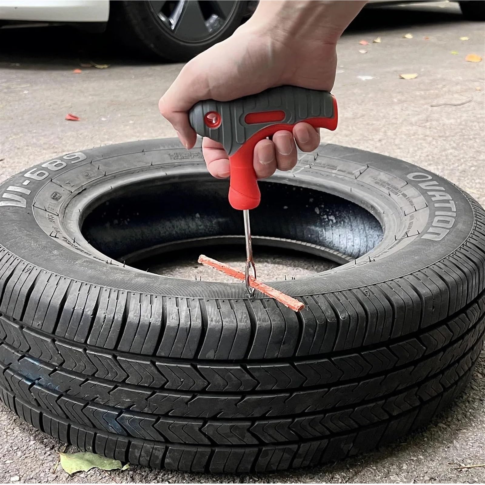 Zestaw narzędzi do naprawy opon samochodowych Auto awaryjne przebicie płaskiej opony zestaw zatyczek igłowe szczypce folia próżniowa śruba do gwoździ wartość usuwanie rdzenia (Size : 96pcs-With Valve