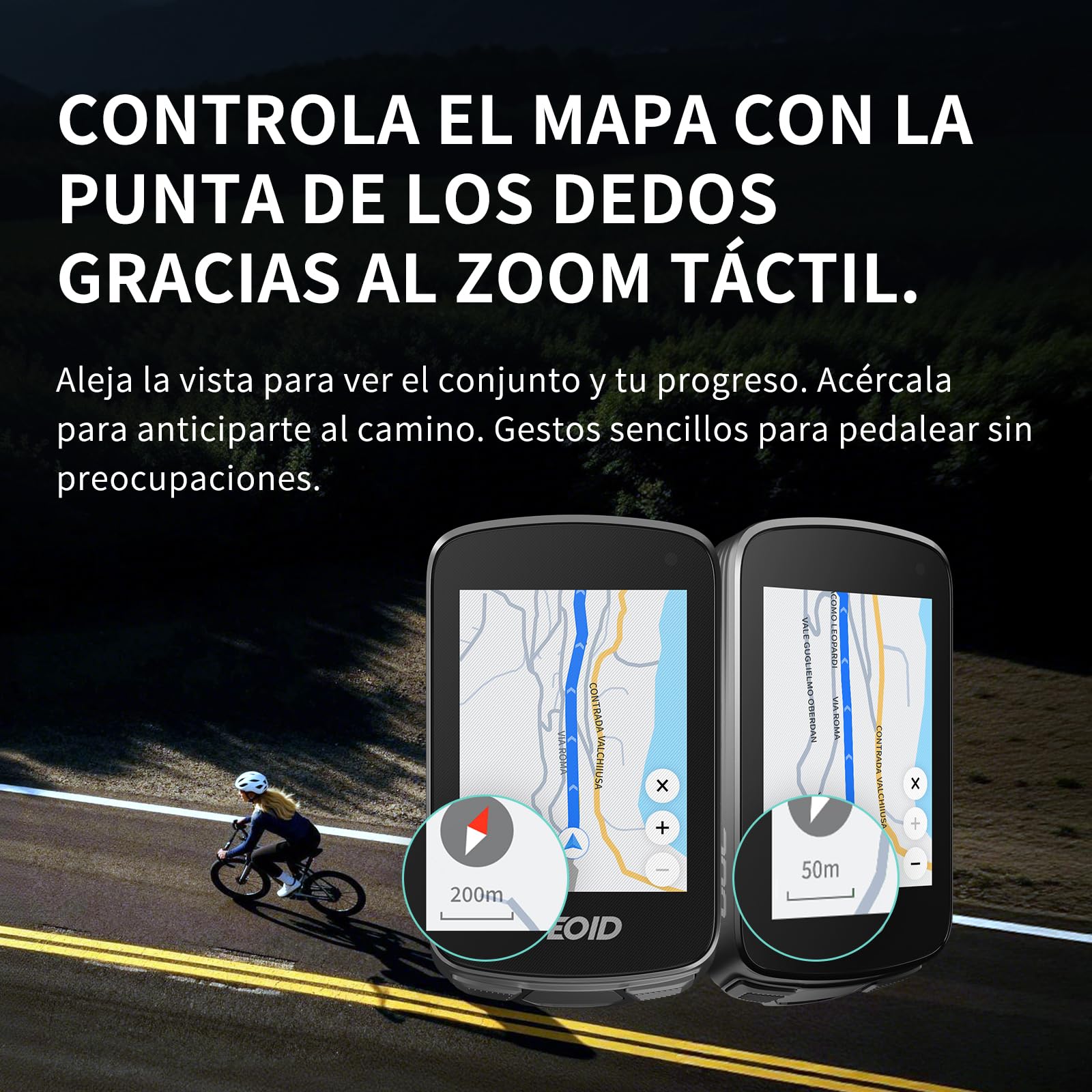 GEOID CC700 Pro GPS Ciclocomputador Touchscreen 2,8 Pulgadas con Mapas Completos – Ciclocomputador Bicicleta GPS Sin Cables con Navegación por Mapa, IPX7 Impermeable