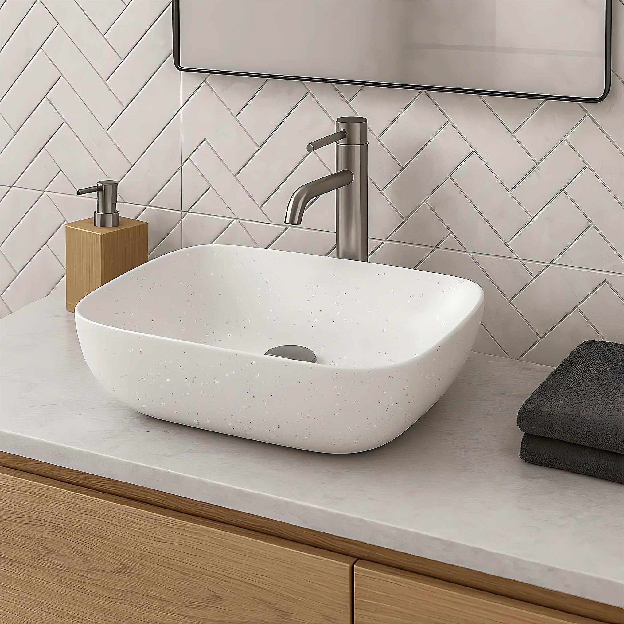 Lavabo Sobre Encimera Rea Belinda Warm Beige 46,5X33X13,5Cm