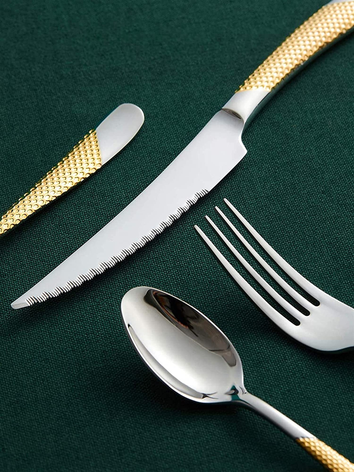 Edelstahl-Innenwarenmesser-Gabel-Löffel-Set-Spiegel-Finish (Color : 4pcs)