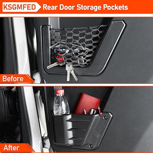 Miniatura 2 de KSGMFED Bolsillos de almacenamiento para puerta trasera, soporte para tazas compatible con accesorios Ford Bronco, caja organizadora lateral de