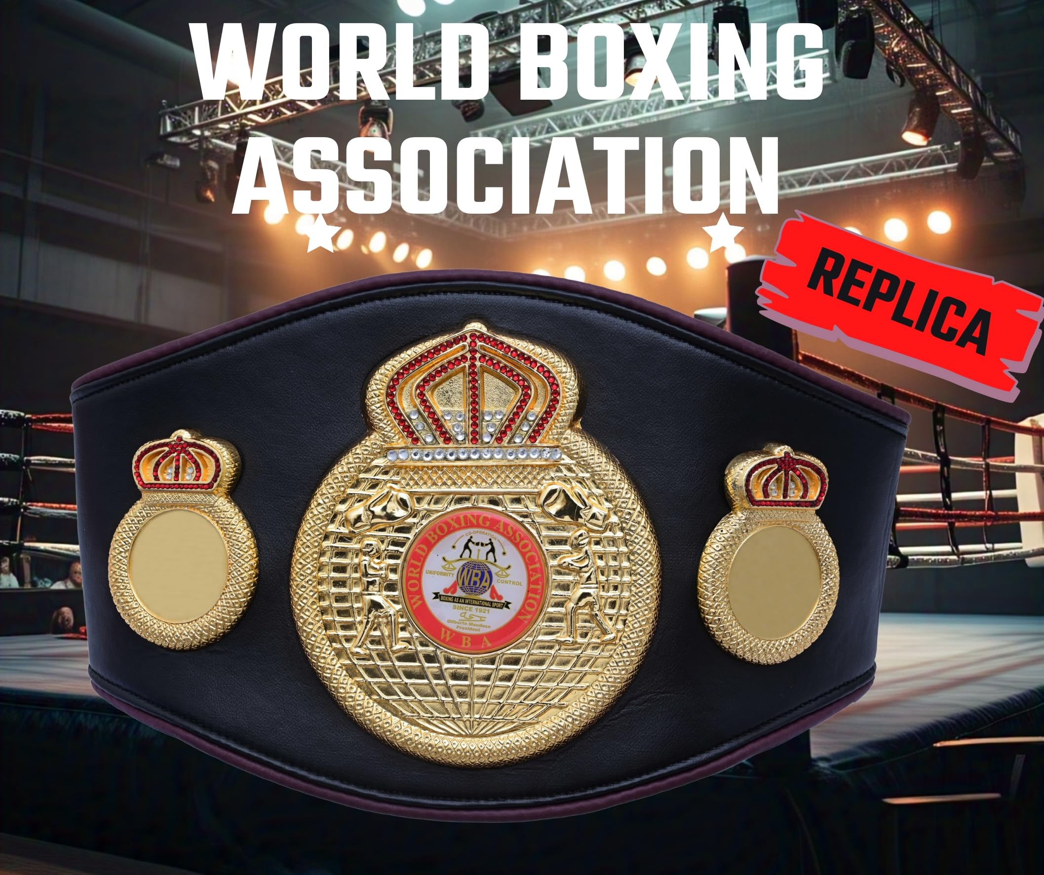 Réplica del cinturón del Campeonato Mundial de Boxeo del CMB, cinturón de cuero verde tamaño adulto con diseño 3D y placas y hebilla chapadas en oro, ideal para regalos y exhibiciones de fans