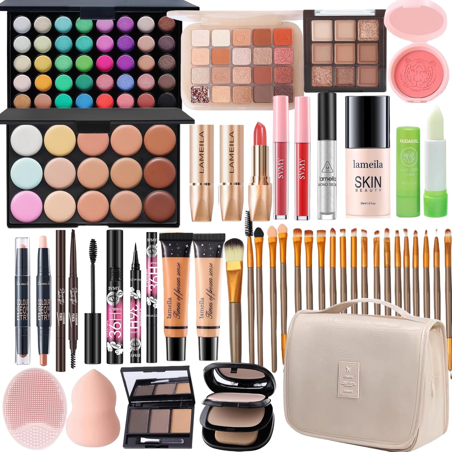 All in One Makeup Kit for Women Full Kit, 43 PCS Professional Make Up Kit For Teens Girls,Includes Eyeshadow Palette Foundation Concealer Lip Gloss, Makeup Set Gift for Girls Women